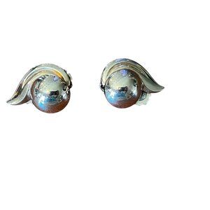 Vintage Barclay Gold & Silver-Tone Clip-On Earrings With Abstract Design